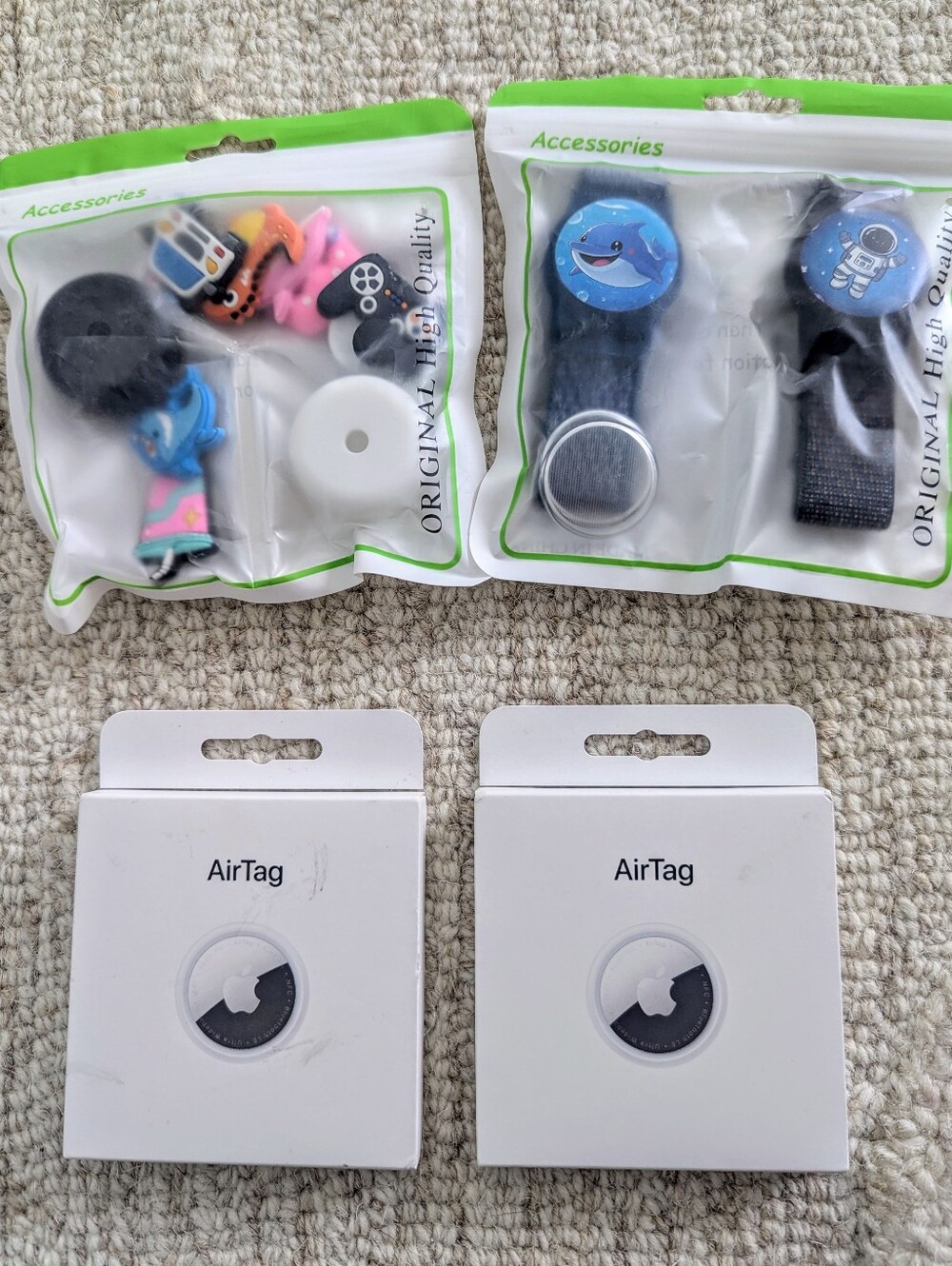 Apple AirTag Two Pack with Colorful Silicone Charms and Strap Holders For Kids